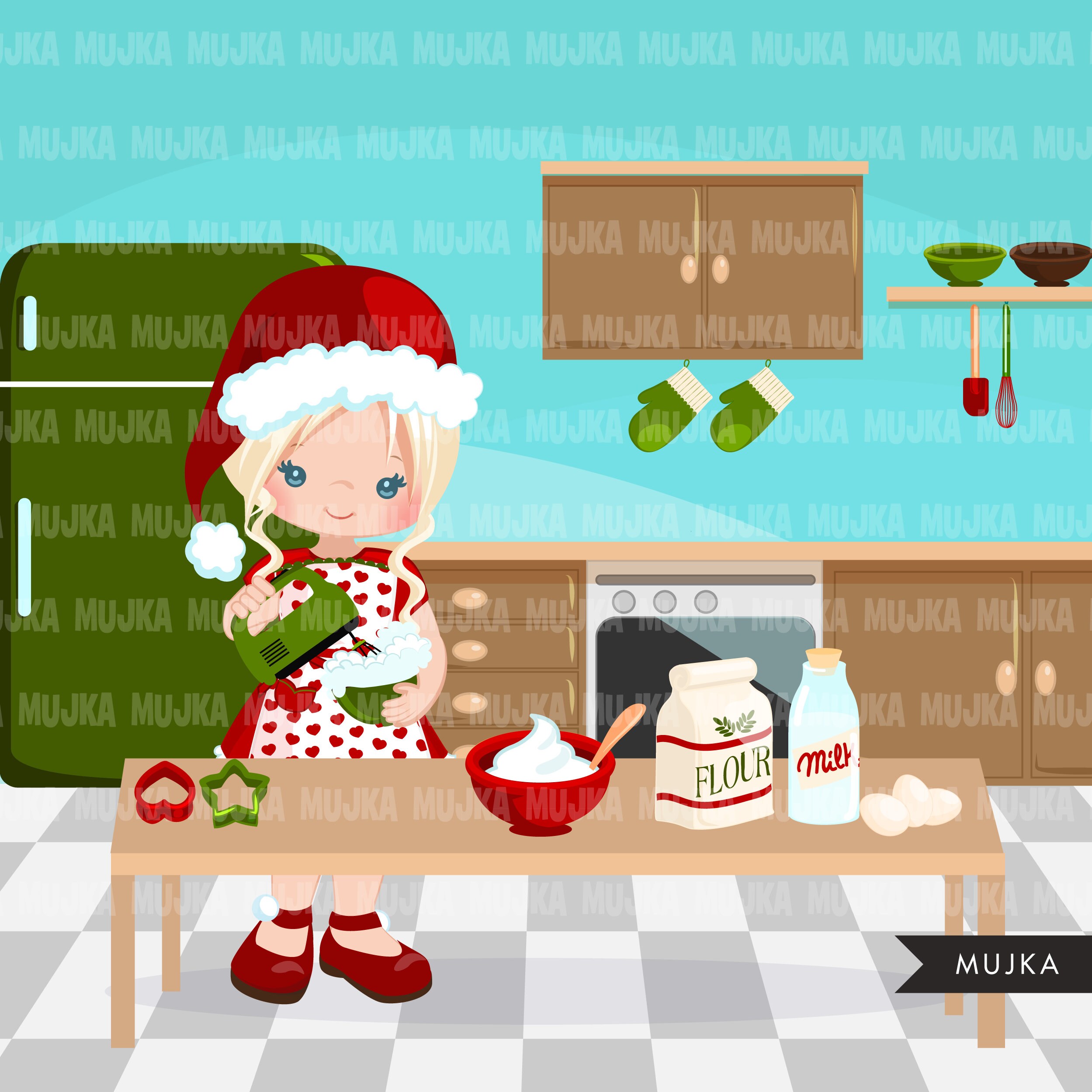Woman baker avatar clipart with baking supplies, print and cut, baking –  MUJKA CLIPARTS