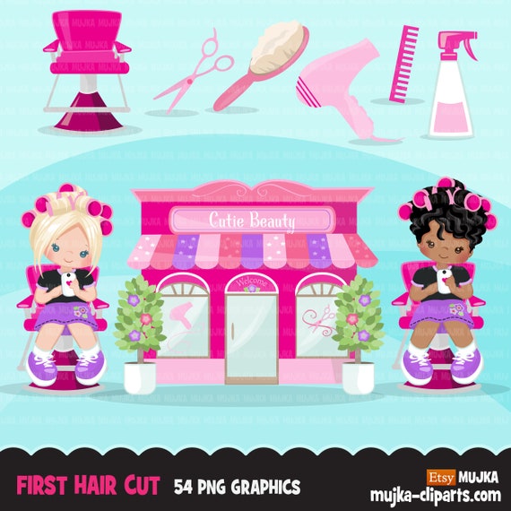 Download Hair Stylist Clipart My First Haircut Barber Shop Sublimation Designs Hair Salon Hair Brush Commercial Use Clip Art Beauty Shop By Mujka Design Inc Catch My Party