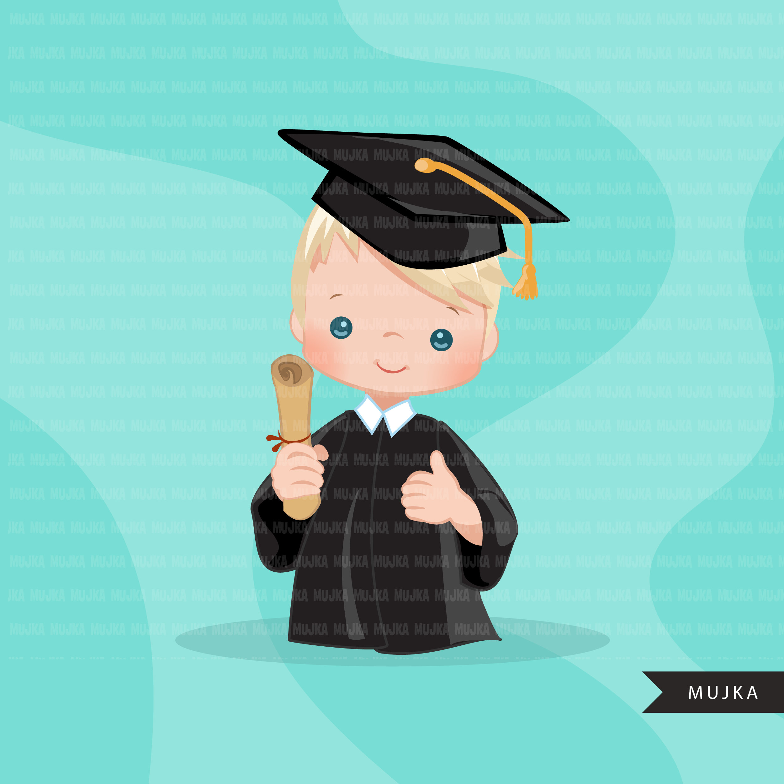 Graduation Clipart 2020 cute graduate boys with cape and Etsy
