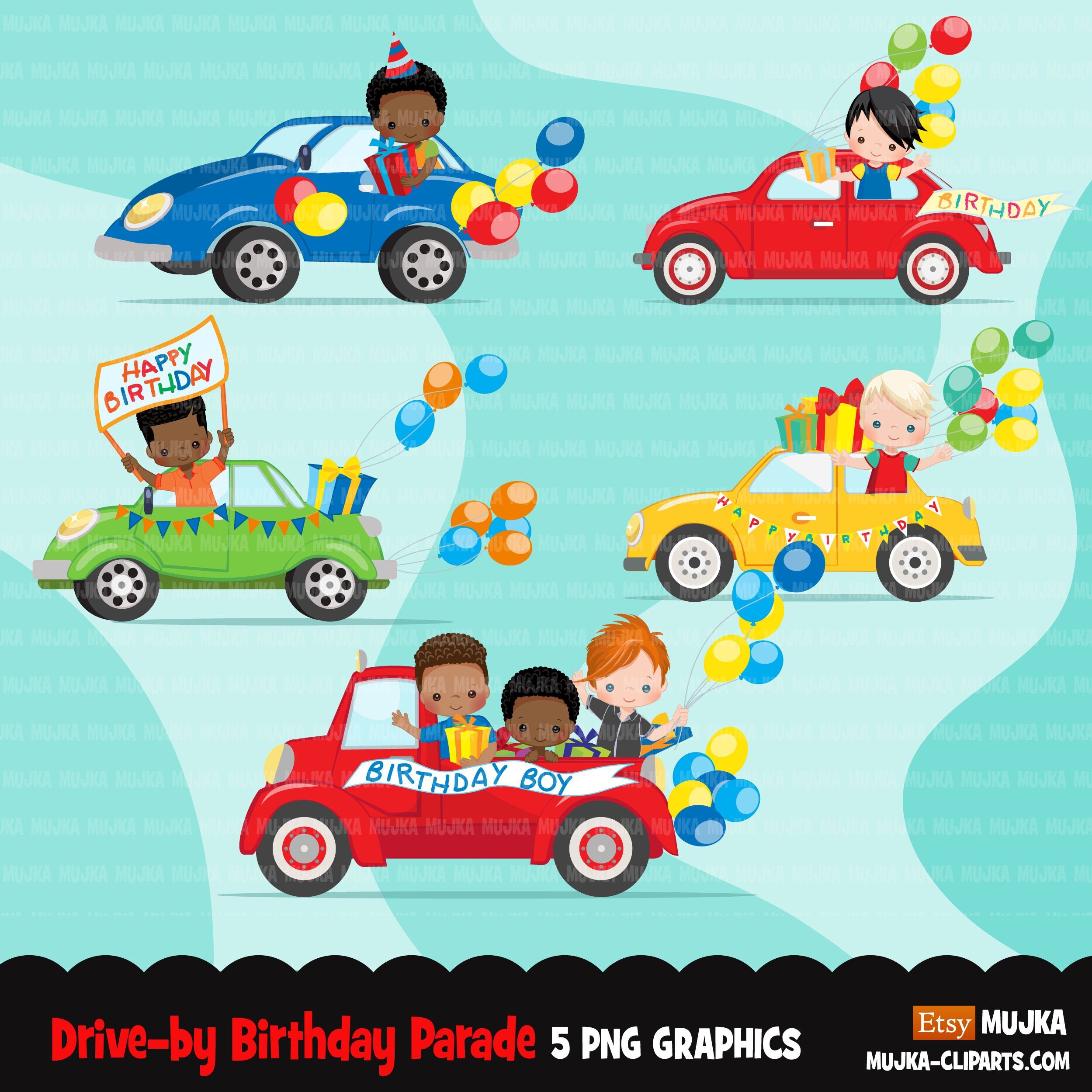 Download Drive By Birthday Party Parade Clipart Boys Quarantine Etsy