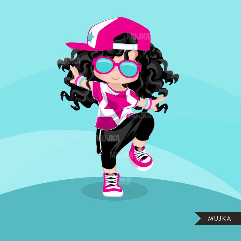 Hip Hop Dancer Girls Clipart Hip Hop Sublimation Designs - Etsy