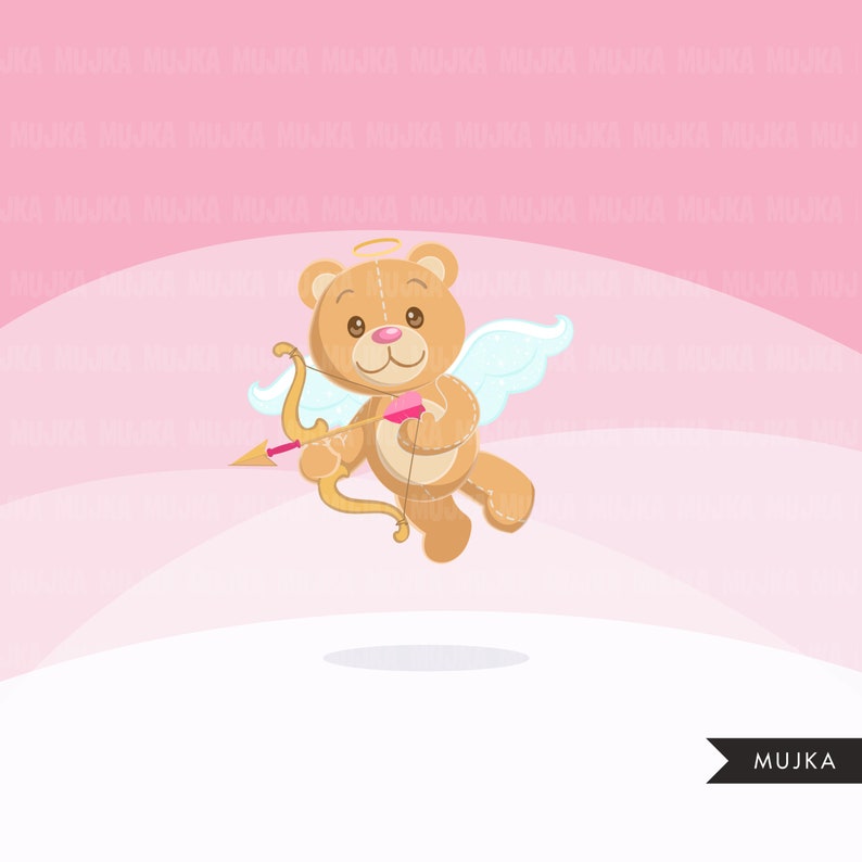 Valentine's Day Teddy bear clipart. Cute teddy graphics, love, valentine animals, cookie design, cutting, scrapbook, Sublimation Designs art image 4