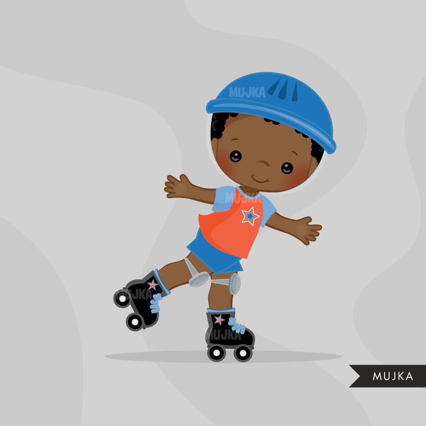 Roller Skating Boy Clipart. Skating Boy Graphics Summer - Etsy