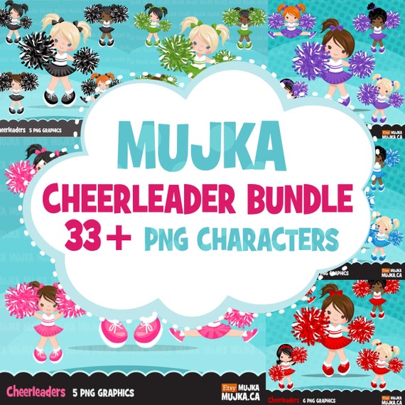 Girl Cheerleader Clipart. Sports Graphics, cheerleader pom pom – MUJKA  CLIPARTS