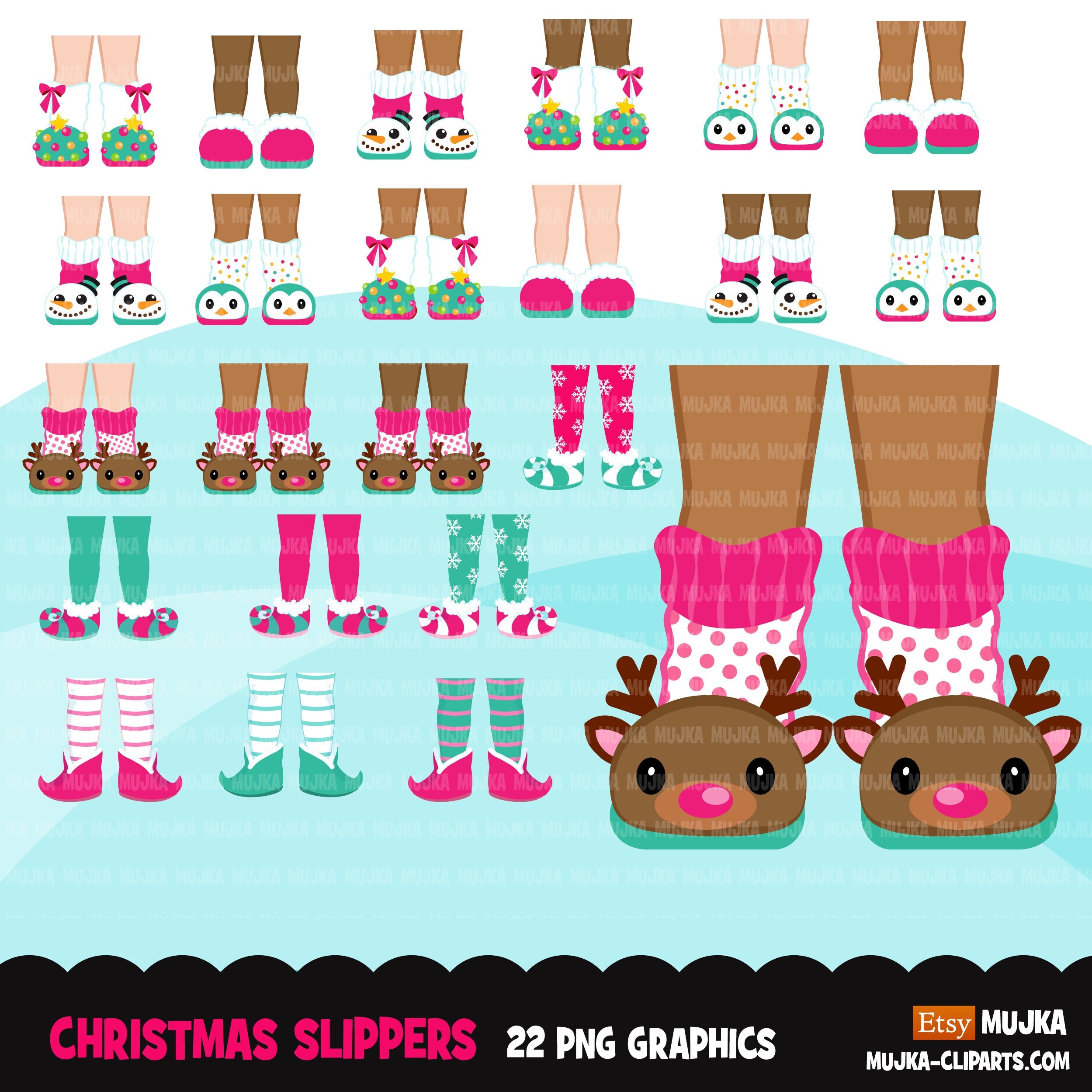 Christmas Slippers Clipart Christmas Shoes Clipart Elf Feet Etsy