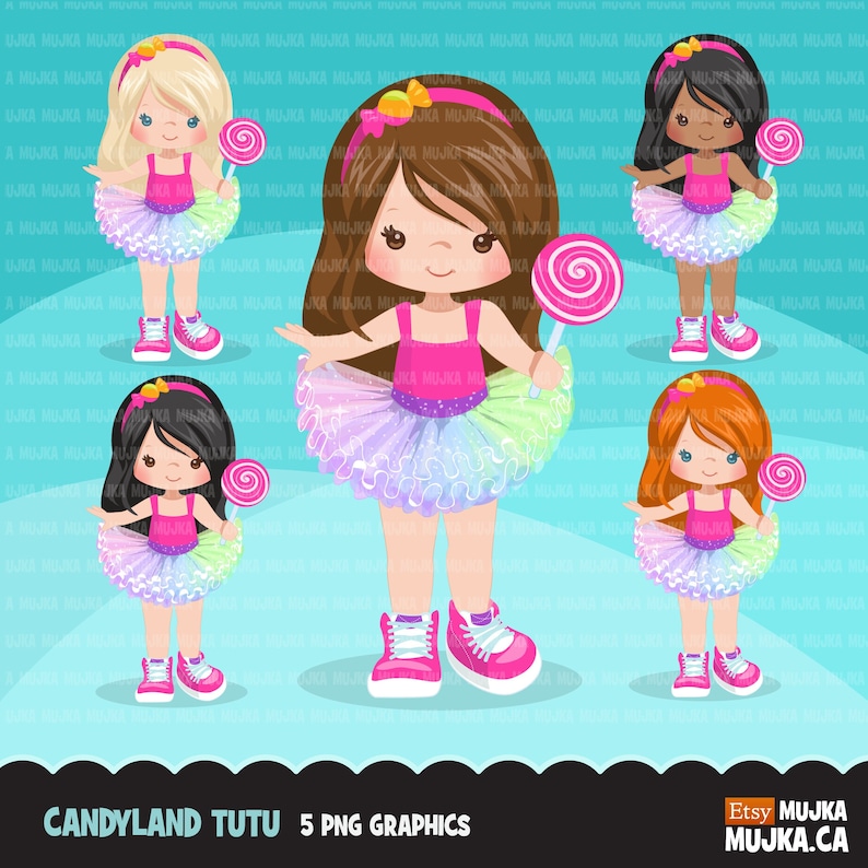 Candy land Tutu Clipart for girls lollipop rainbow tutu | Etsy
