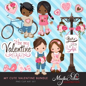 Lot de cliparts et d'invitations pour la Saint-Valentin avec de jolis personnages. Graphiques, broderies, faire-part pour la Saint-Valentin