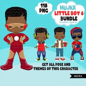 Paquete PNG de niño negro, clipart de niño negro, arte afroamericano, calcomanía digital de niño pequeño, diseños afro, calcomanías de planificador, niño afro de cumpleaños