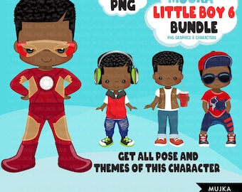 Black boy PNG Bundle, Black boy clipart, African American art, little boy digital sticker, afro designs, planner stickers, afro birthday boy
