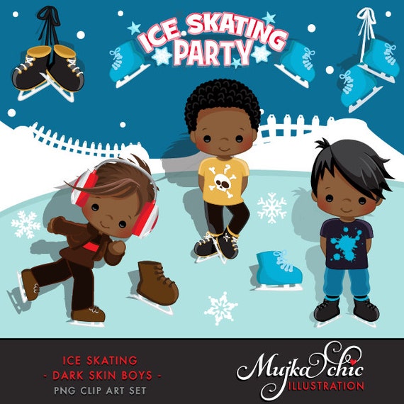 Ice Skating Party Afro Boys Clipart Instant Download Winter Outdoor  Graphics Ice Skating With Cute Black Characters - Etsy New Zealand