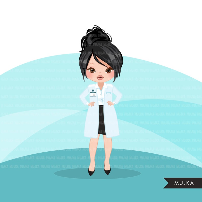 Female Doctor clipart, hospital graphics, print and cut PNG digital Designs, quarantine Medical girl clip art image 3