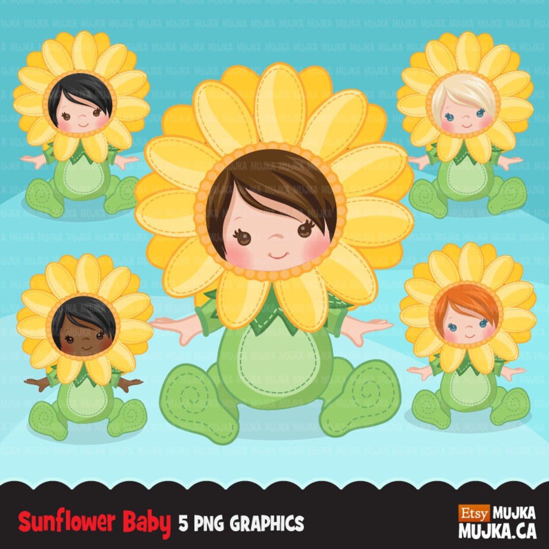 Baby Sunflower Clipart, Halloween Costume Baby Shower Graphics, Card ...