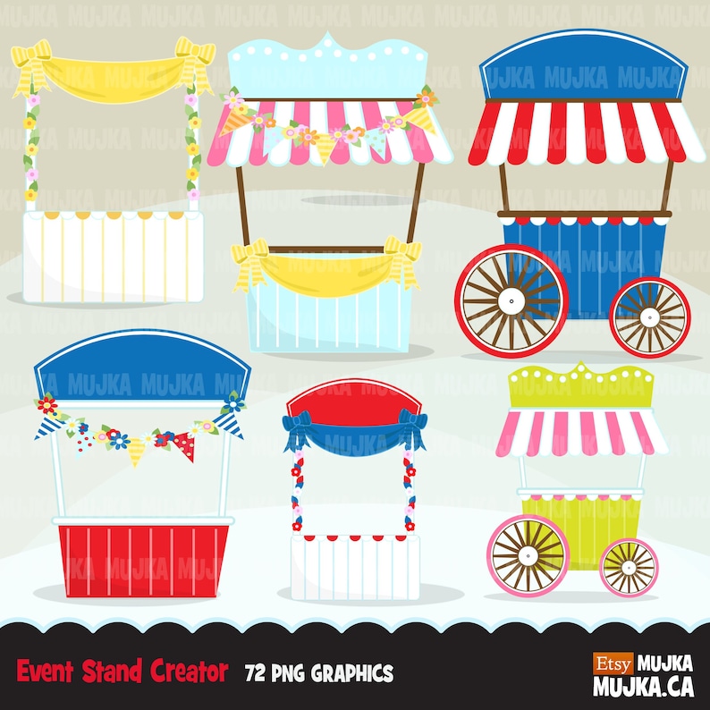 Event Stand Banner Creator Clipart. Create your own hot dog, popcorn, circus, cupcake, lemonade, festival booth, commercial use clip art image 1