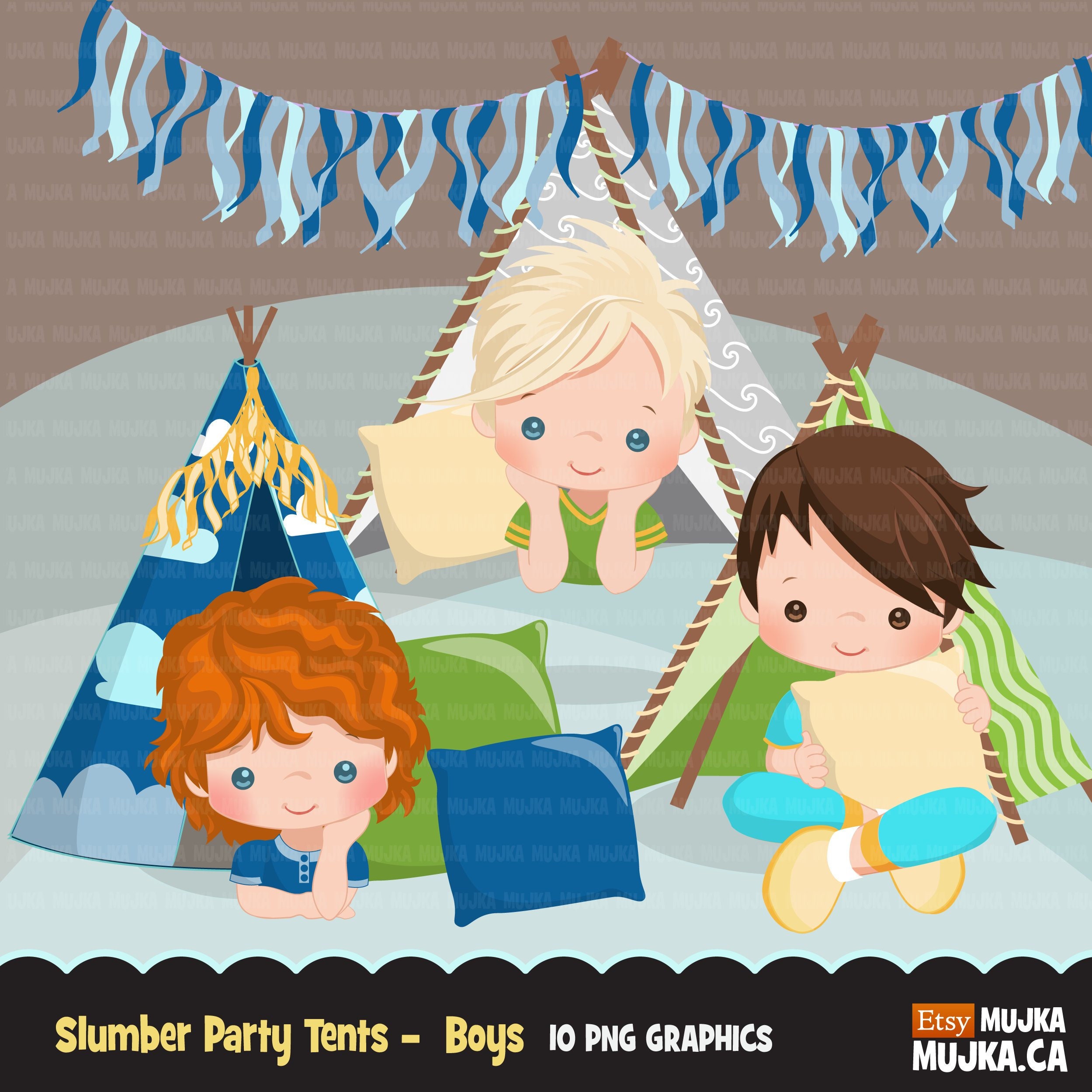 Slumber Party Clipart Sleepover Tents Movie Night Pajama - Etsy Canada