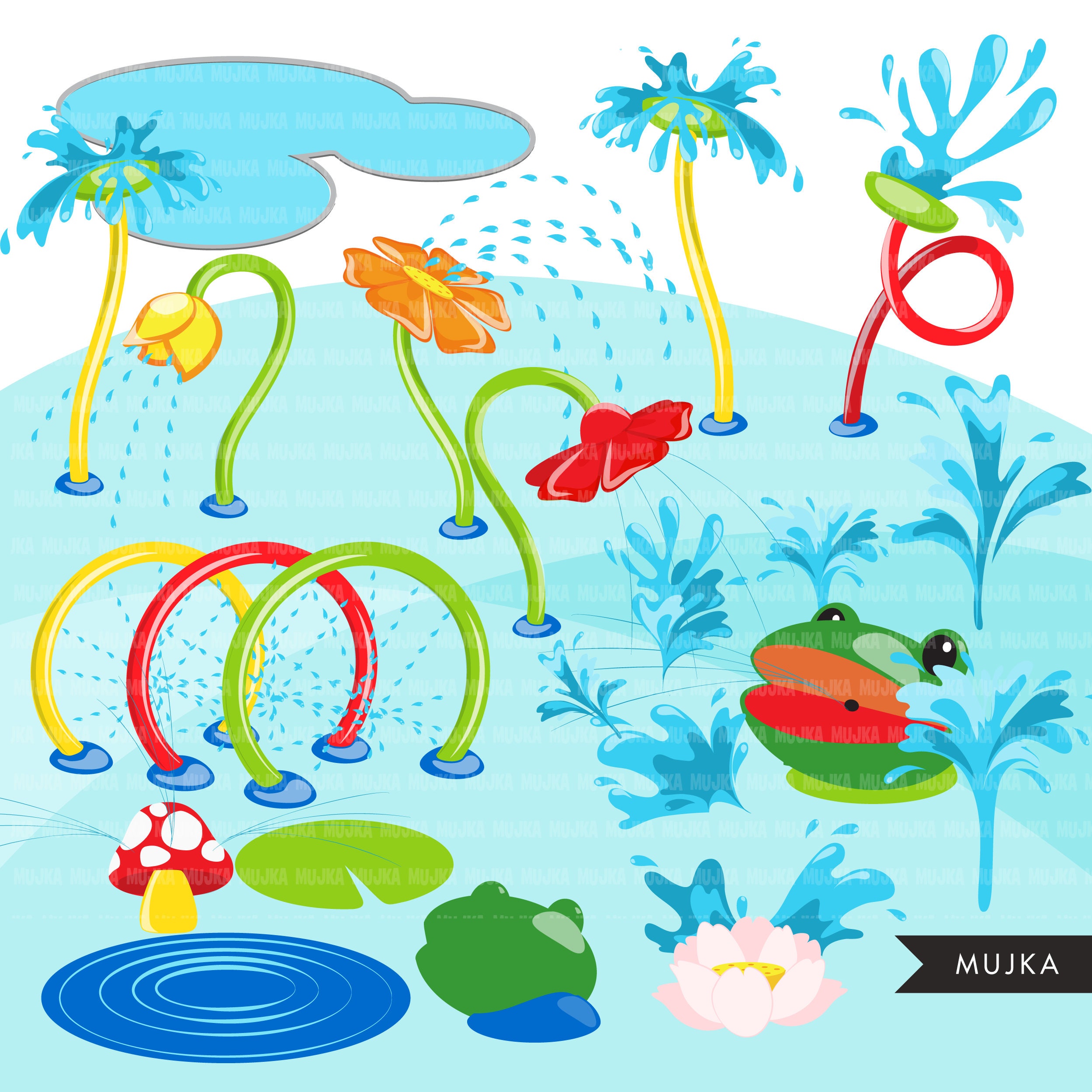 Splash Pad park clipart Bundle build your own park with kids Etsy