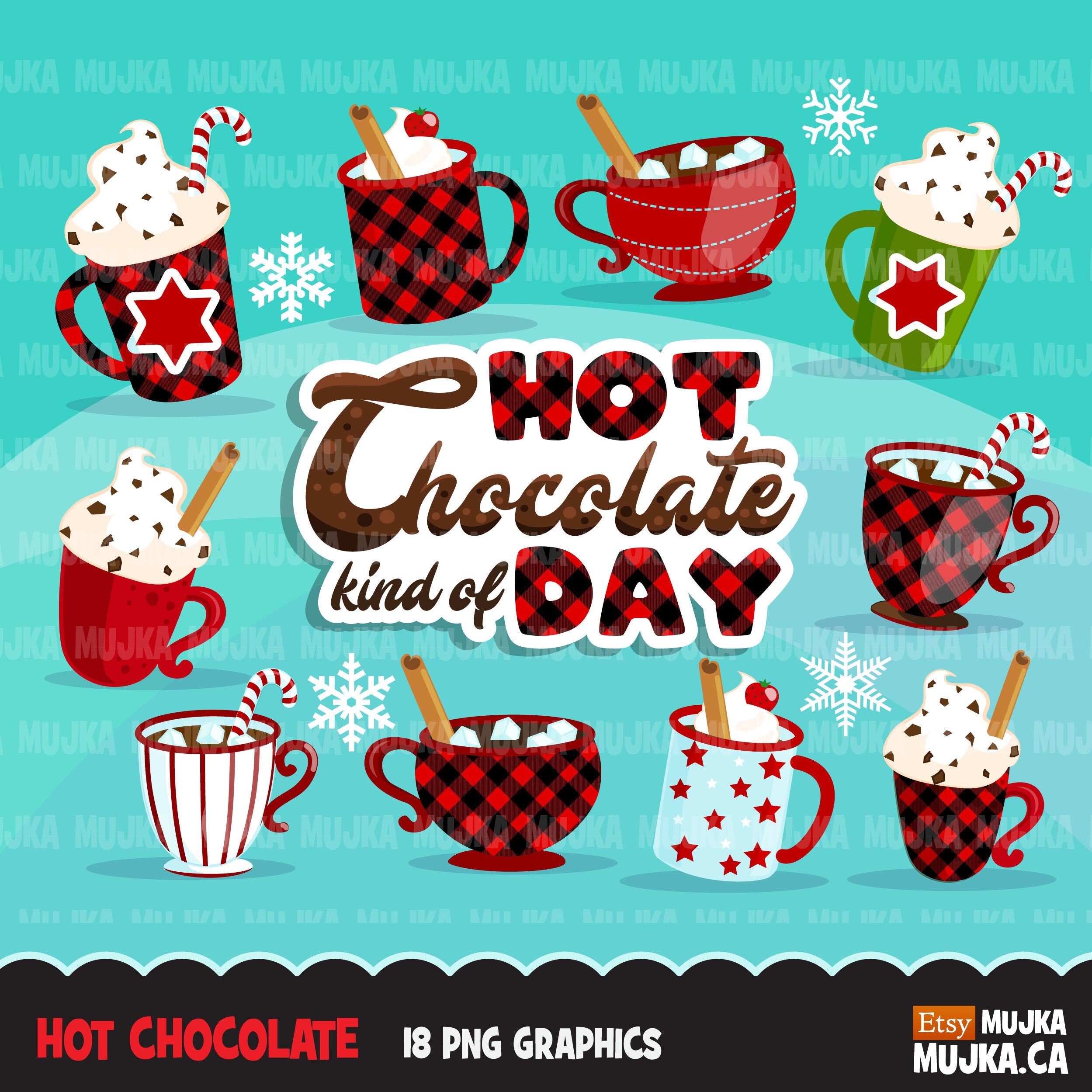 Hot Chocolate Clipart Marshmallow Cinnamon Kind Of Day Etsy