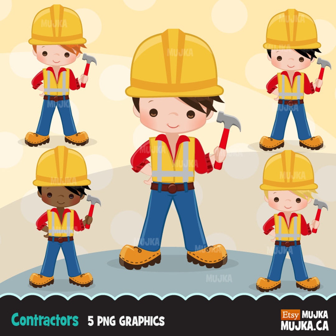 Construction Clipart. Little Boy contractor Graphics hard - Etsy 日本