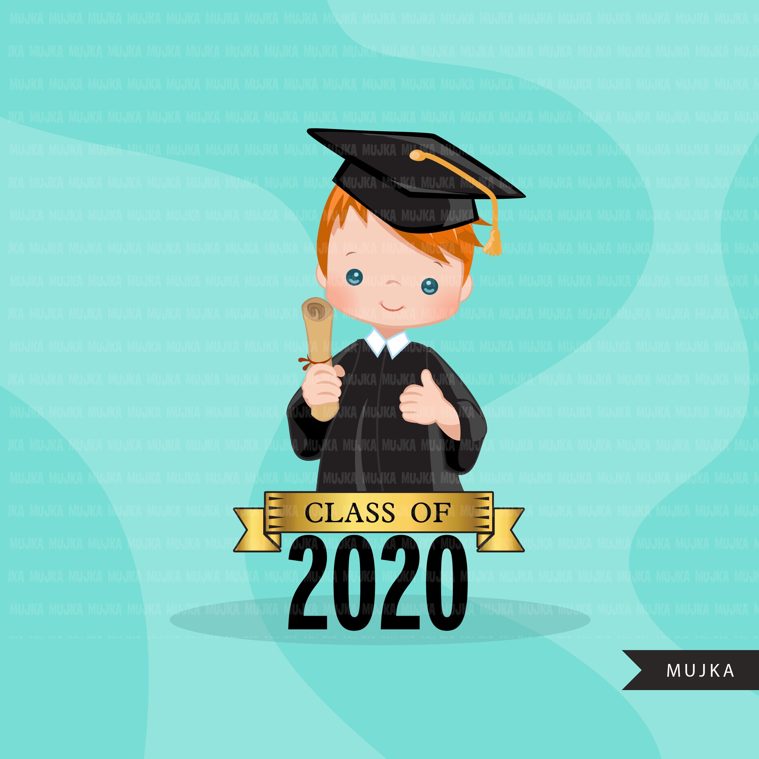 Graduation Clipart 2020 cute graduate boys with cape and Etsy