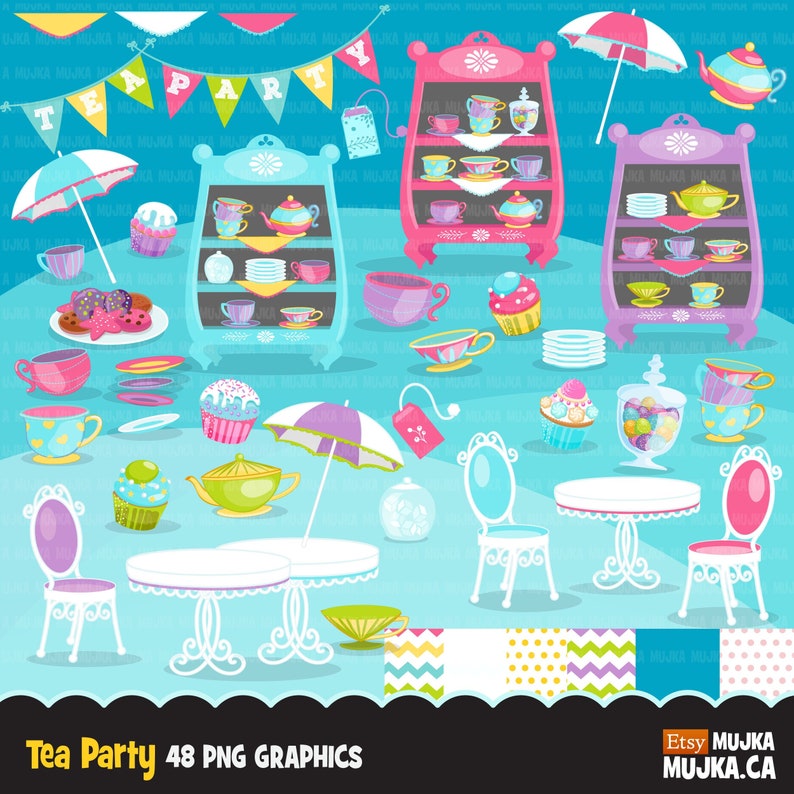 Tea party png, tea party clipart, tea party birthday graphics, tea cup clipart, tea cup sublimation graphics image 1