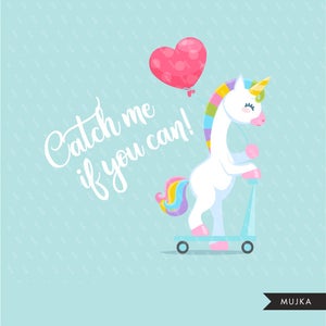 Valentine Unicorn Clipart. Valentine's Day Unicorn Graphics, Valentine ...