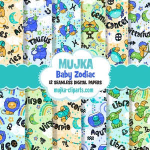 Sternzeichen Digitale Papiere, nahtlose Muster, Baby Horoskop Designs, printable Muster, digitaler Hintergrund, Baby Geburtstag Papiere png