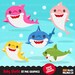 Shark clipart. Cute colorful smiling shark graphics, shark character illustration, ,