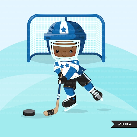 Hockey Clipart Sport Graphics Boys Hockey Player Characters Etsy