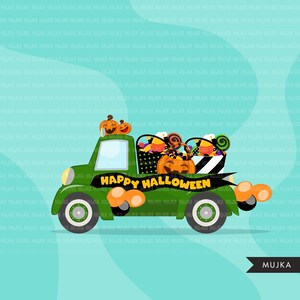 Clipart Halloween en voiture, fête en voiture, clipart défilé, fête de quarantaine, voitures halloween png, camion halloween png, graphismes de voiture image 4