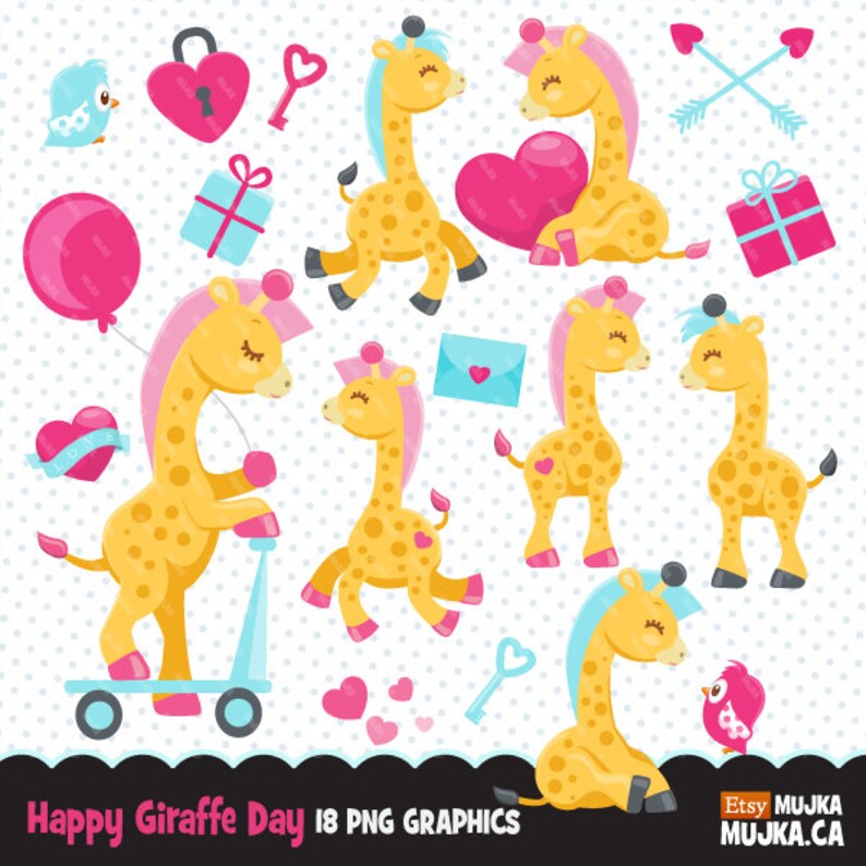 Valentine Clipart Bundle V2. Valentine's day graphics, animals, elephant, giraffe, cupids, dragon Sublimation Designs graphics image 9