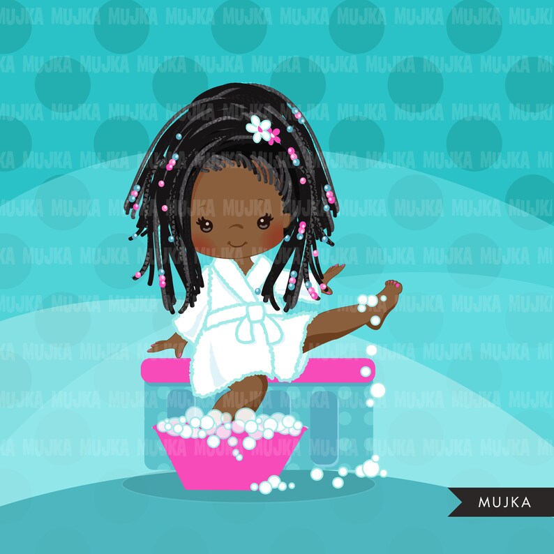 Spa Png Spa Clipart Spa Birthday Png Black Girl Spa - Etsy
