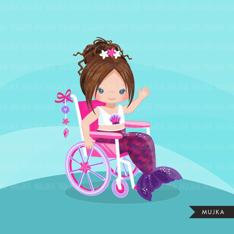 Special Needs Wheelchair Clipart Mermaid Princess Clipart Etsy