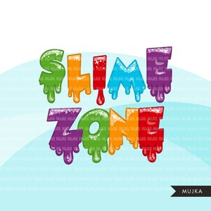 Puede incluir: Texto Slime Zone en colores arco&iacute;ris goteantes con brillo. Las letras son verde, naranja, rojo, azul, morado, amarillo y rojo.
