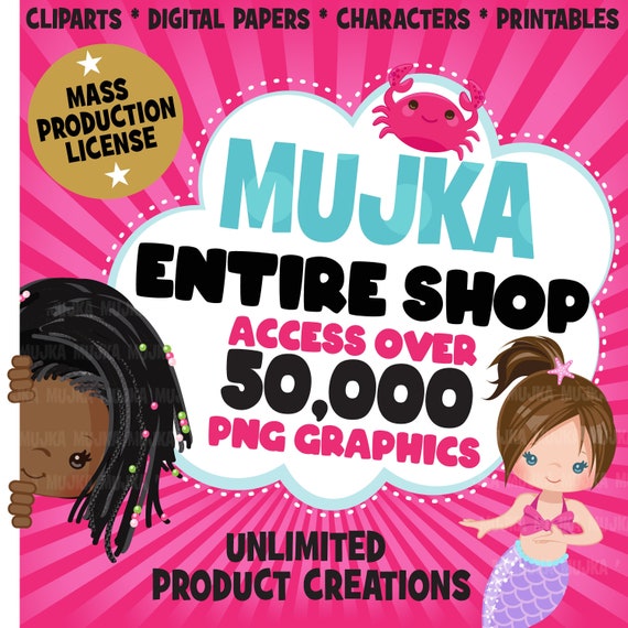 Entire Shop Access, Whole Shop Bundle, Commercial License included Clipart, Lifetime Access, PNG Mega Shop Bundle, Digital Paper & Graphics