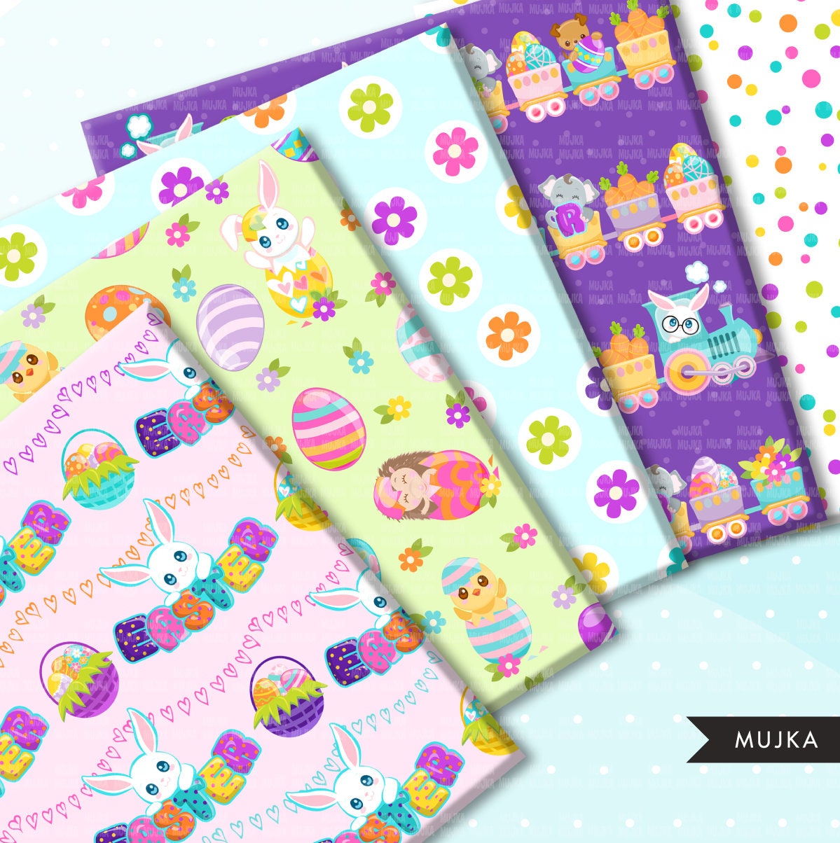 Easter Digital Papers, Spring Digital Papers, Easter Seamless Patterns ...