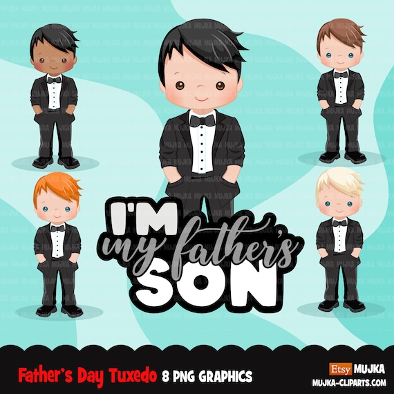Father's Day clipart, boy with tuxedo, I am my father's son quote, dad graphics, commercial use PNG clip art Il_570xn