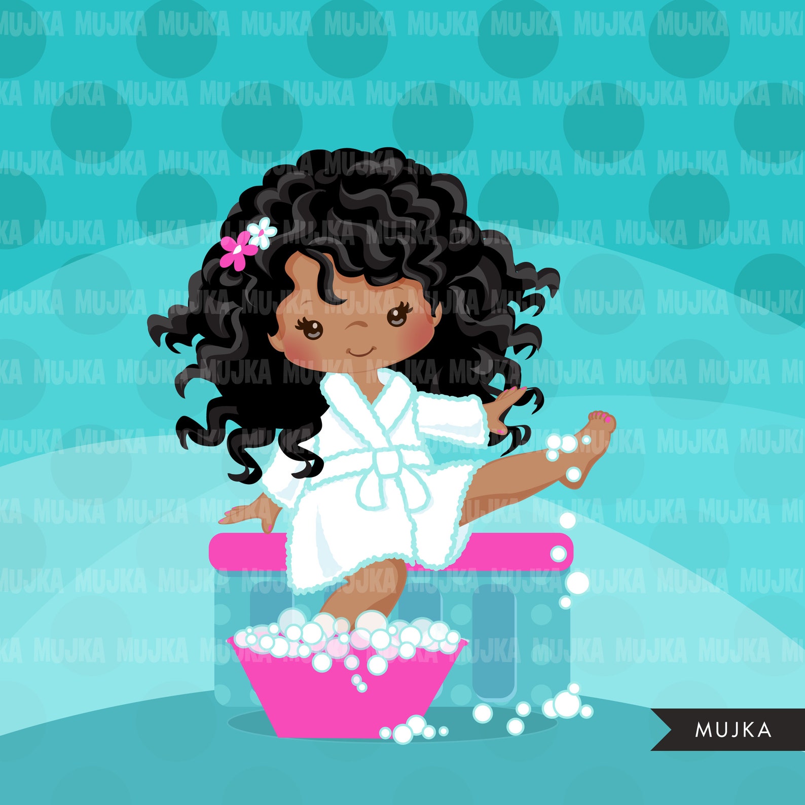 Spa Png Spa Clipart Spa Birthday Png Black Girl Spa - Etsy