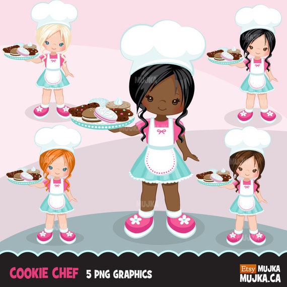 Backen Clipart Cookie Geback Chef Clipart Kleine Madchen Etsy