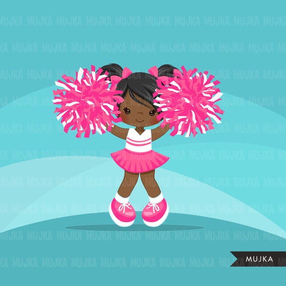 Cheerleaders Clipart Bundle, filles avec des pompons pop, graphiques  sportifs, clip art de match de jeu scolaire Sublimation Designs graphiques  -  France
