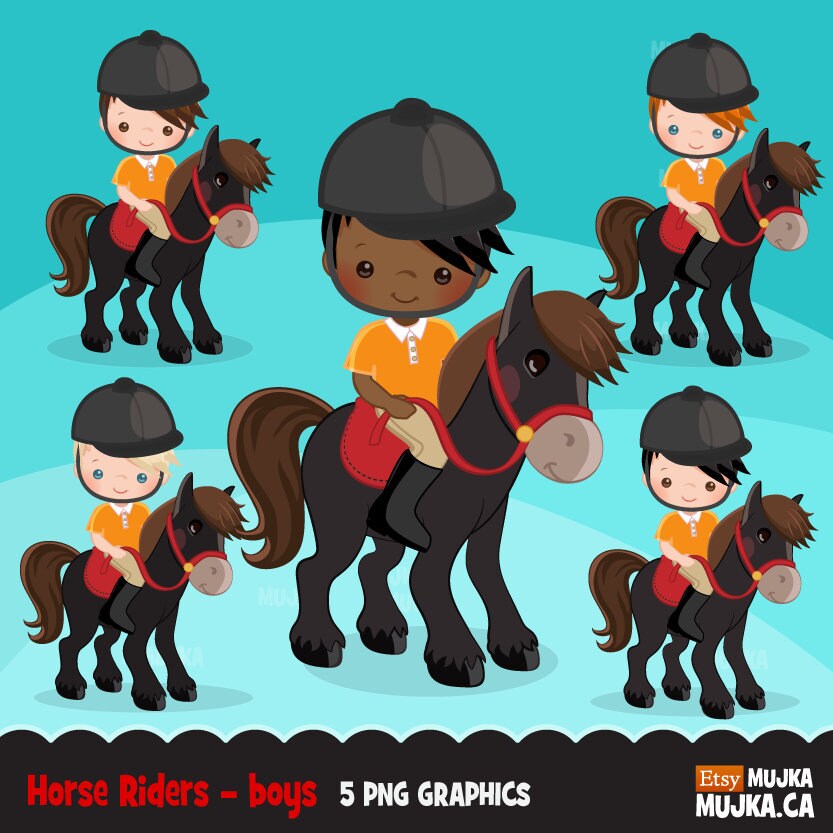 Horseback riding clipart, Equestrian, chic characters, black, card making,  , activity, chore, farm, outdoors