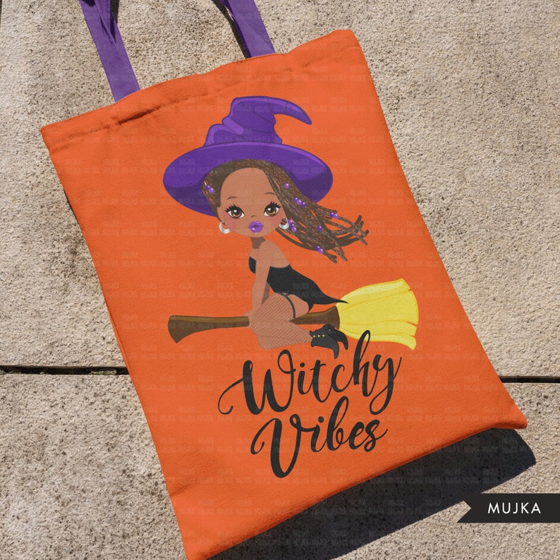 Halloween clipart, Halloween witch png, witchy vibes sublimation designs, Halloween clipart, witchy vibes, black woman witch Halloween shirt image 5