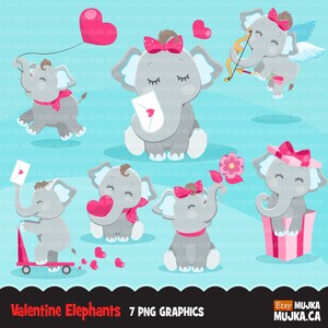 Valentine Clipart Bundle V2. Valentine's day graphics, animals, elephant, giraffe, cupids, dragon Sublimation Designs graphics image 4