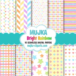 Rainbow Digital papers, seamless pastel rainbow pattern, digital paper, printable pattern, digital background, birthday party papers, lgbtq