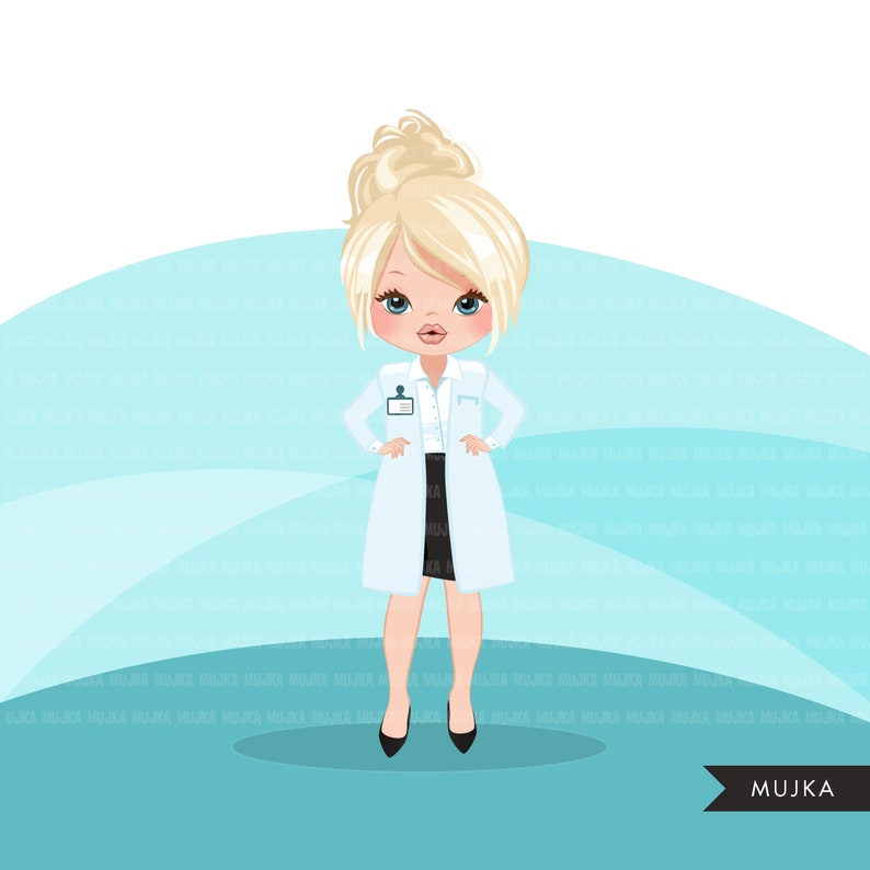 Female Doctor clipart, hospital graphics, print and cut PNG digital Designs, quarantine Medical girl clip art image 2