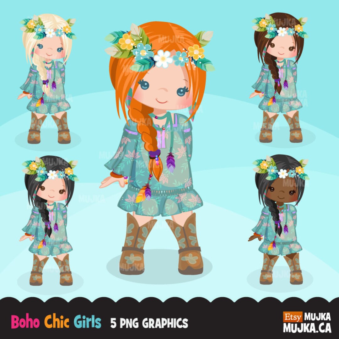 Bohemian Girl Clipart Boho Chic Characters Card Making - Etsy Canada Bohemian Girl Clipart Boho Chic Characters Card Making - Etsy Canada