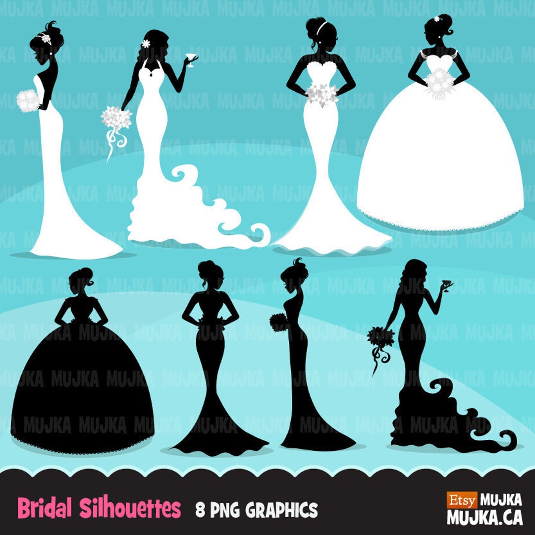 Wedding Bridal Clipart. Bride Silhouette, Fashion Illustration, Black,  Ceremony, Sweet Sixteen, Prom Dress, - Etsy, image size:1080x1080