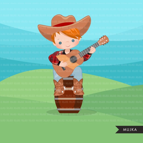 Cowboy With Guitar Clipart, Farmer Characters Country Farm Graphics, Country  Boy Playing Guitar - Etsy Singapore
