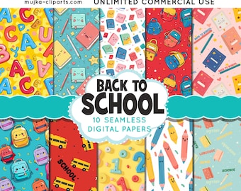 School Digital papers, seamless school patterns, back to school printable pattern, digital background, school png, teacher gift, teacher png