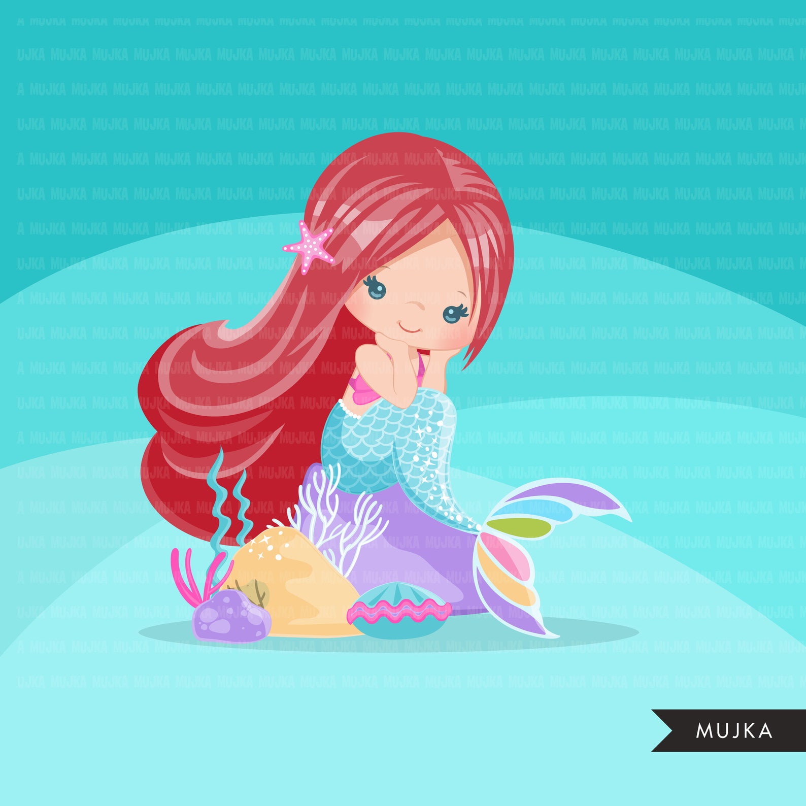 Mermaid Clipart Pastel Mermaid Graphics Card Making - Etsy