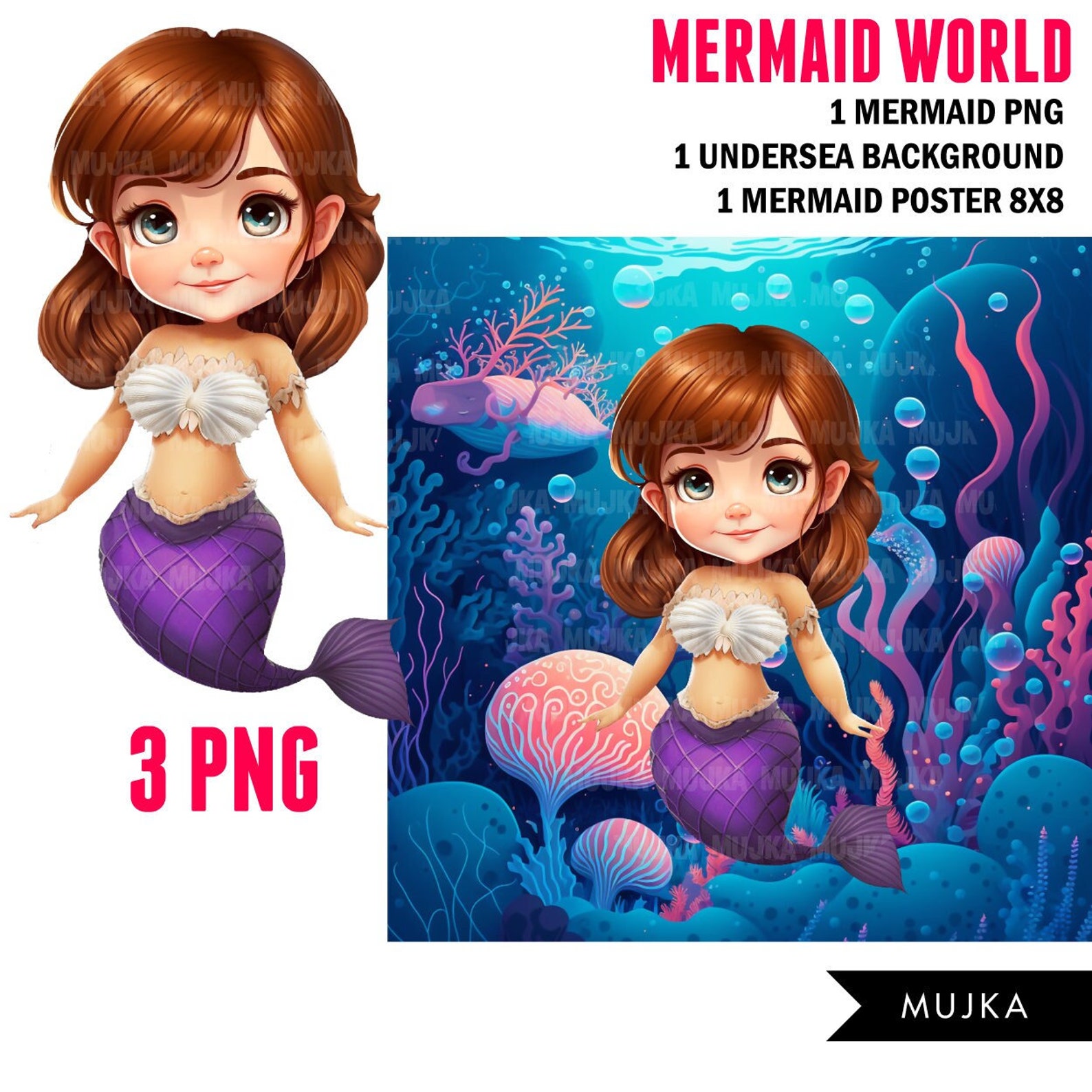 Little Mermaid Png Wall Art Printable Mermaid Decor - Etsy