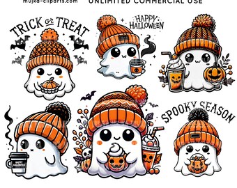 Halloween PNG, Cute Ghost Png, Fall Background Clipart, Ghost and Pumpkin PNG Graphics, Fall Shirt Designs Digital Download, DTF sublimation